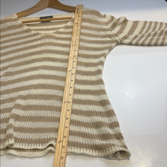 Wooden Ships Tan and Cream Striped Knit Sweater Size S/M - Picture 5 of 6